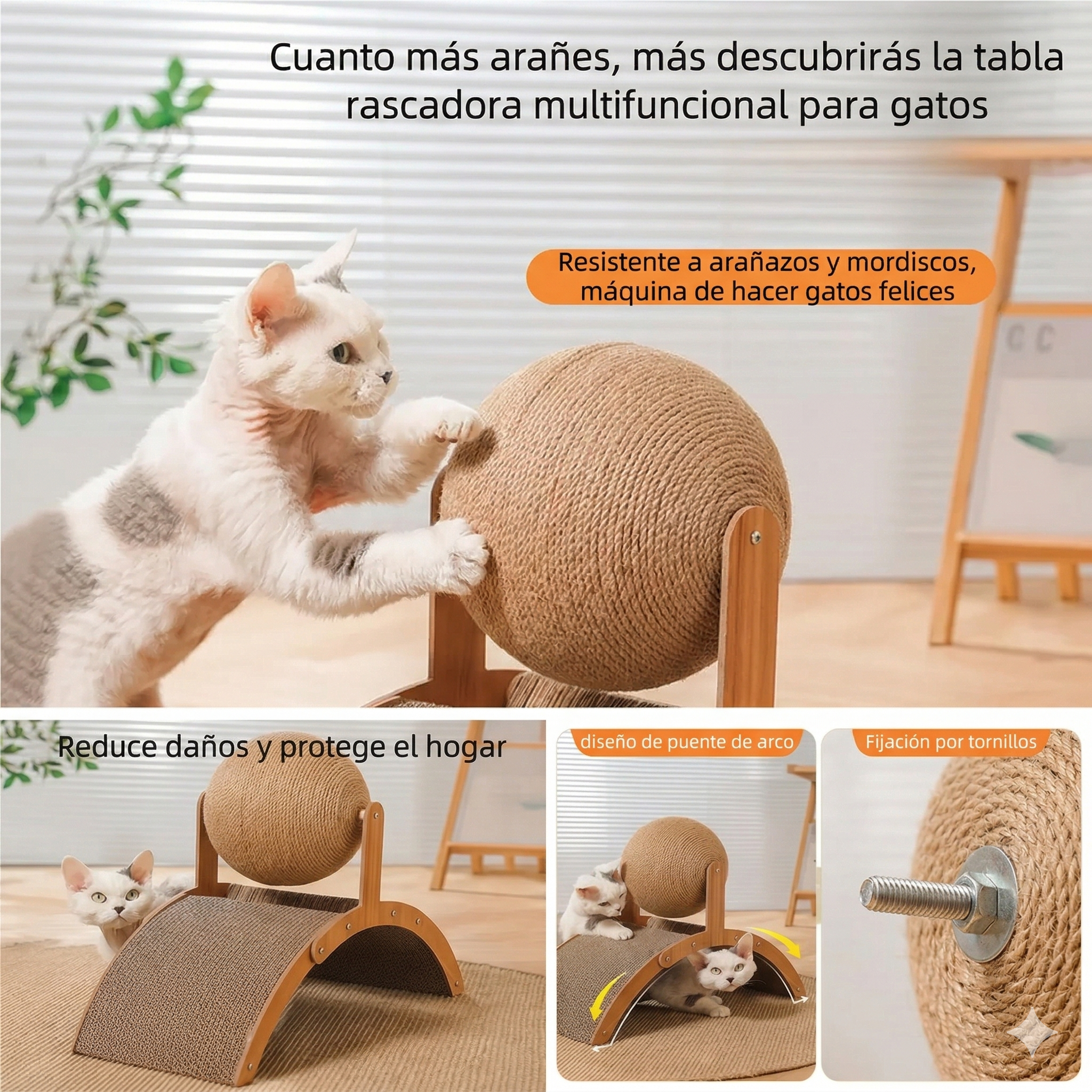 Juguete Interactivo de Madera y Sisal para Gatos