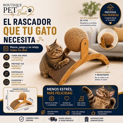 Rascador Felino Pro – Con Pelota Giratoria de Yute