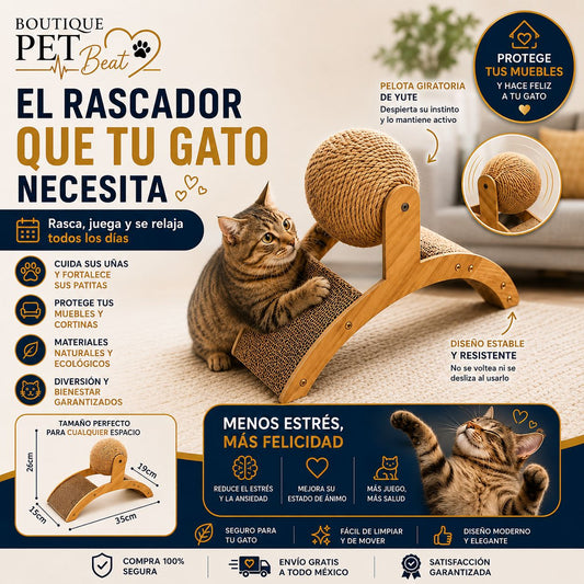 Rascador Felino Pro – Con Pelota Giratoria de Yute