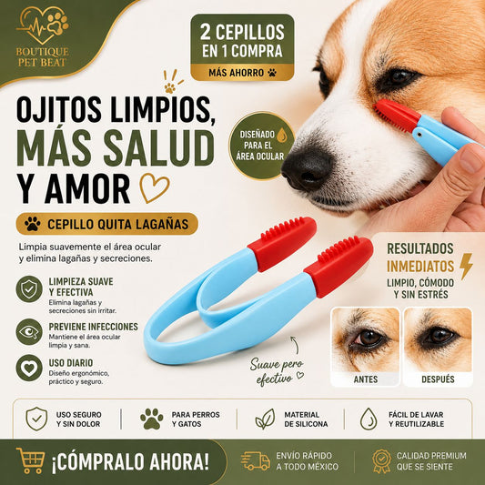 Cepillo Quita Lagañas para Perros y Gatos – Pack 2 en 1