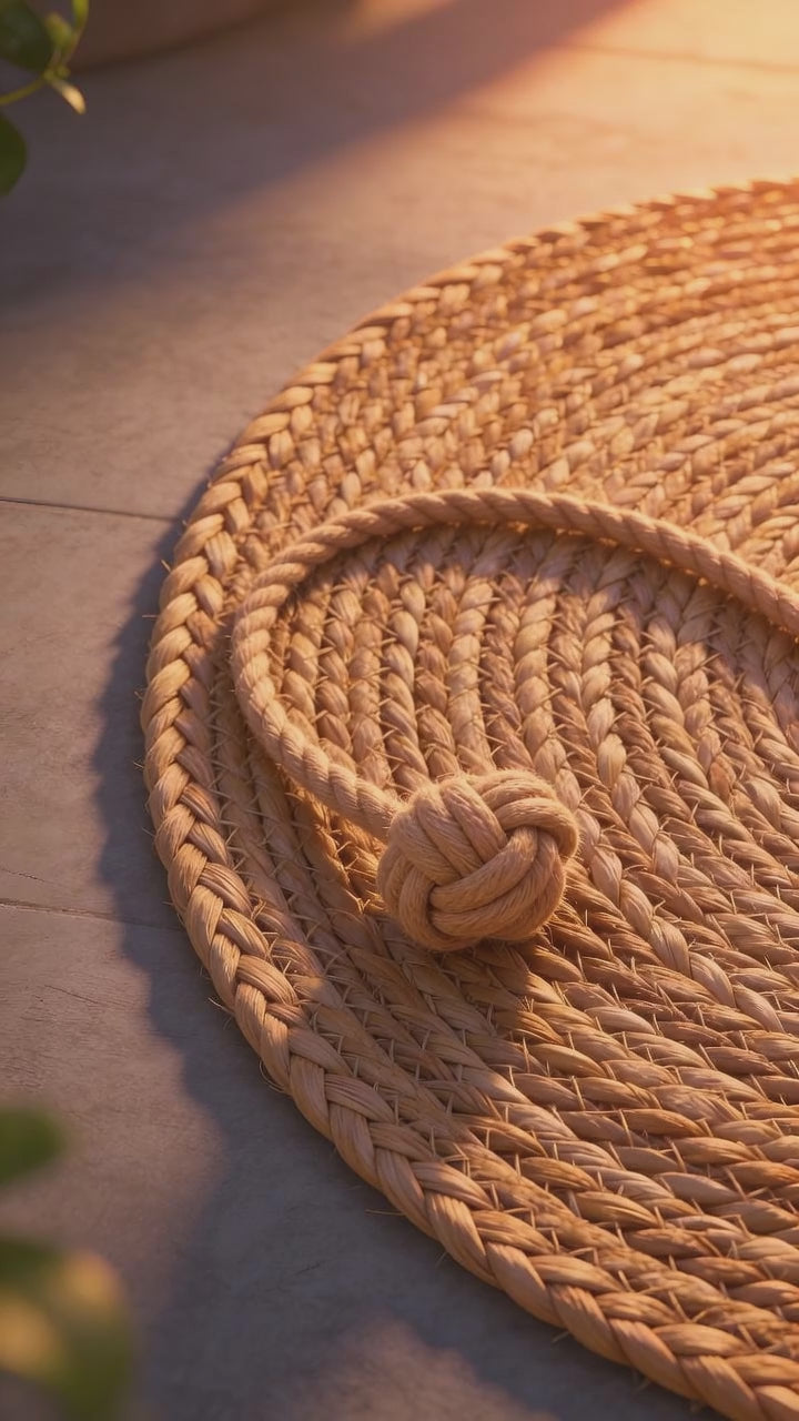 Estera Circular Tejida con Bola Rascadora